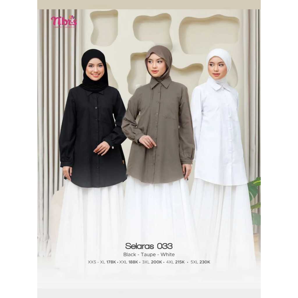 KEMEJA NIBRAS SELARAS 033 WARNA PUTIH TUNIK NBRS TERBARU 2025