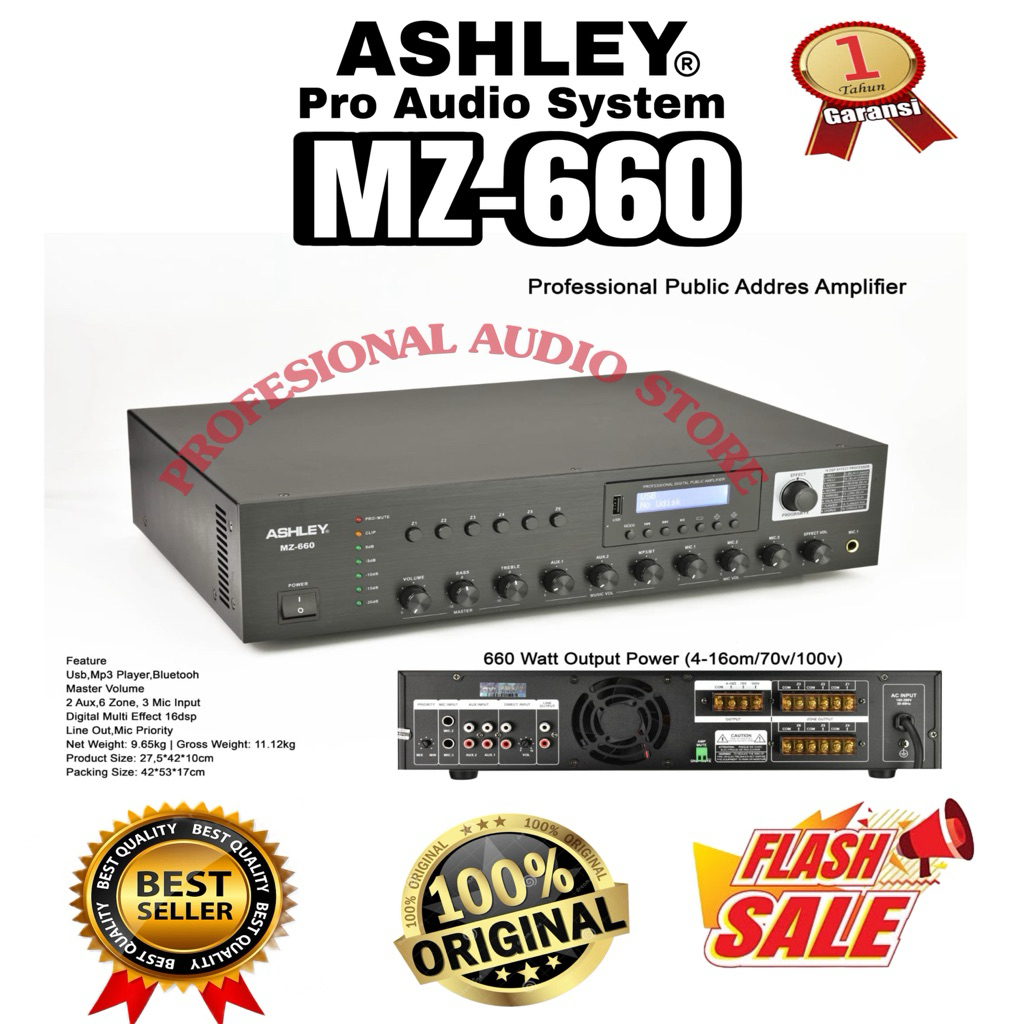 POWER AMPLIFIER ASHLEY MATCHING 660WATT BISA UNTUK TOA MZ660 MZ 660 MZ-660 ORIGINAL BERGARANSI RESMI