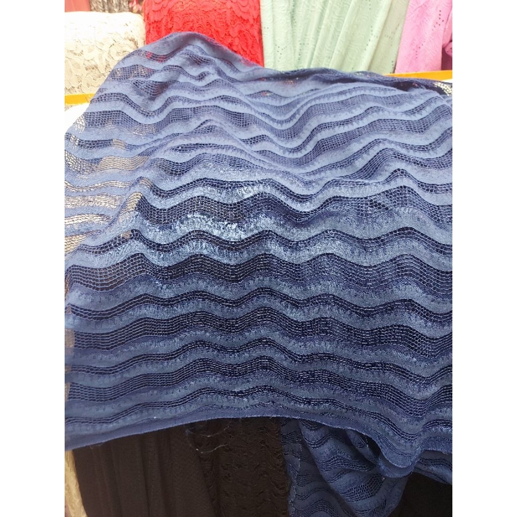 kain brokat premium  - kain brokat kebaya  - kain brokat luxury  - kain brokat original  (navy) G