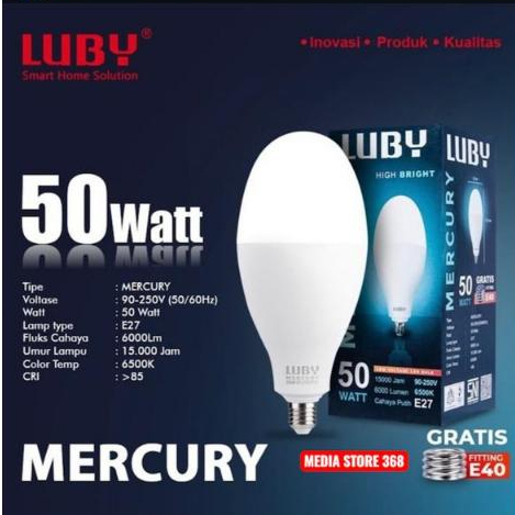 LUBY MERCURY Lampu LED 50Watt 6000LM E27 E40 Super Terang untuk Pencahayaan Jalan Garansi 1 Tahun