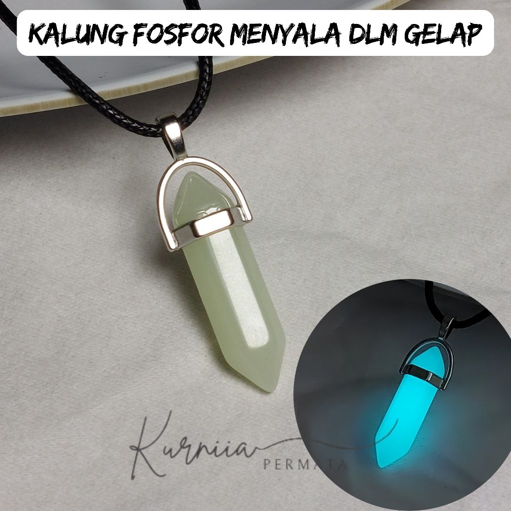 Kalung Liontin Batu Fosfor Pyramide Serap Cahaya Menyala Dalam Gelap