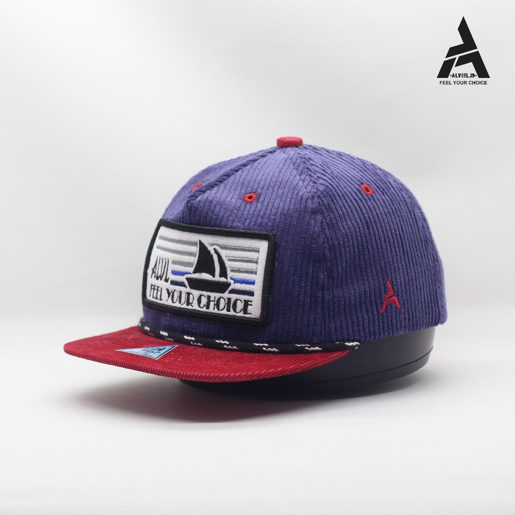 ALVIEL - Topi Ropehat Corduroy Biru Dan Merah Pria Dewasa