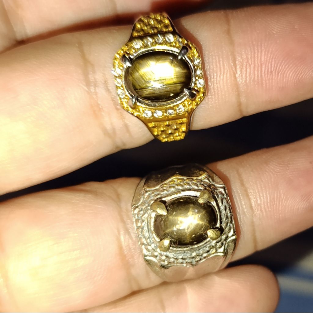 CP 16 Cincin Permata Batu Black Star Sapphire Safir Joss Natural Asli