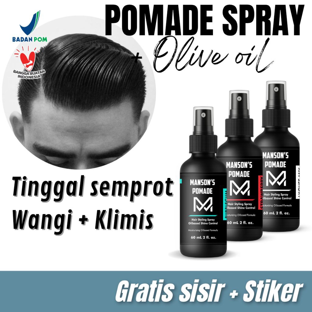 MANSON'S POMADE SPRAY 60mL | Original Manson's 100% | Pomade Spray Semprot Grosir | Bukan waterbased