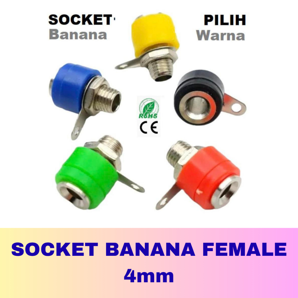 Banana Plug Female Socket 4mm Panel Mount Konektor Soket Jack Terminal