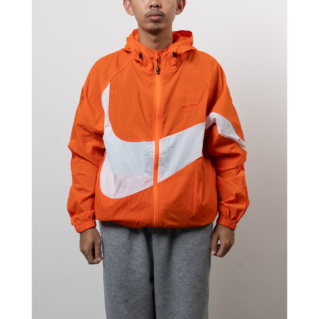 Jacket  Windbreaker Nike Big Logo Warna Orange White New