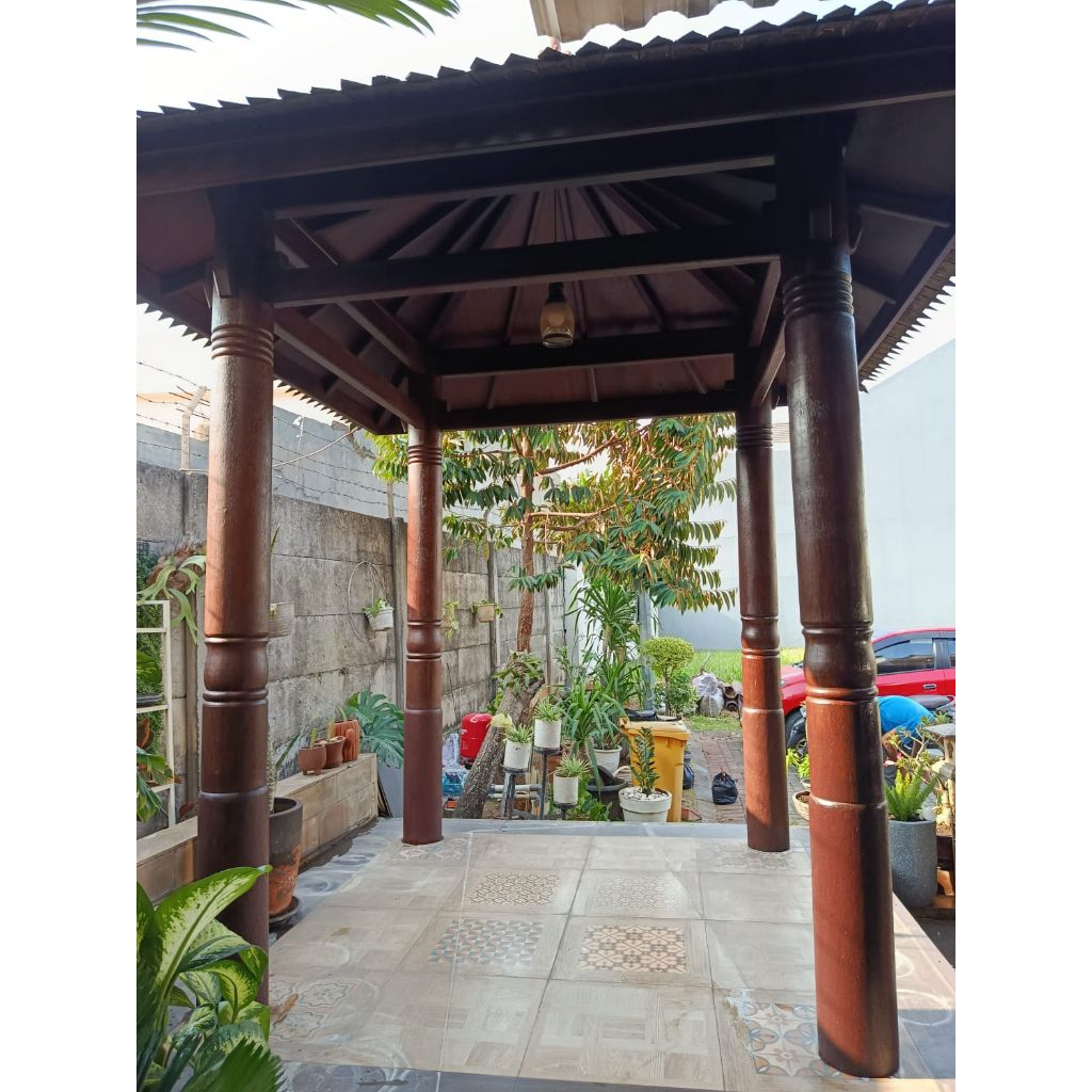 Saung gazebo kayu custom - Gazebo kayu kelapa - Saung Gazebo Kayu Kelapa