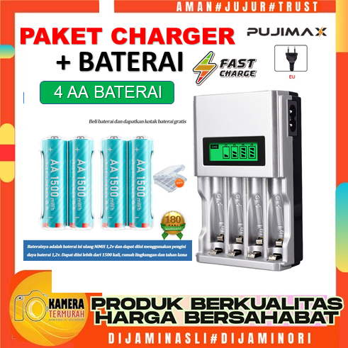 Charger LCD Baterai 4 Slot AA AAA PUJIMAX L001 / Charger Baterai AA