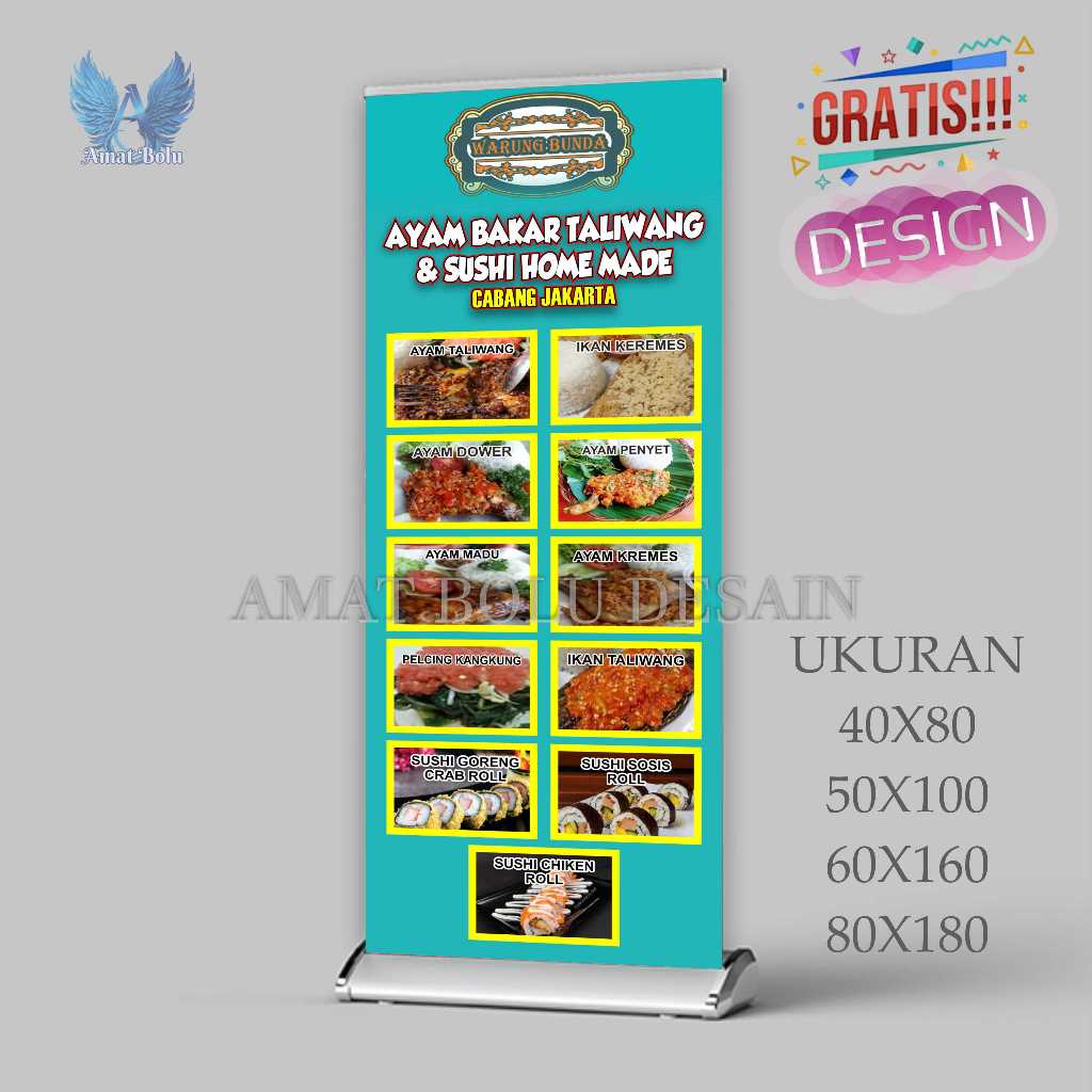 Cetak Spanduk Cetak Banner AYAM BAKAR  Costom Desain
