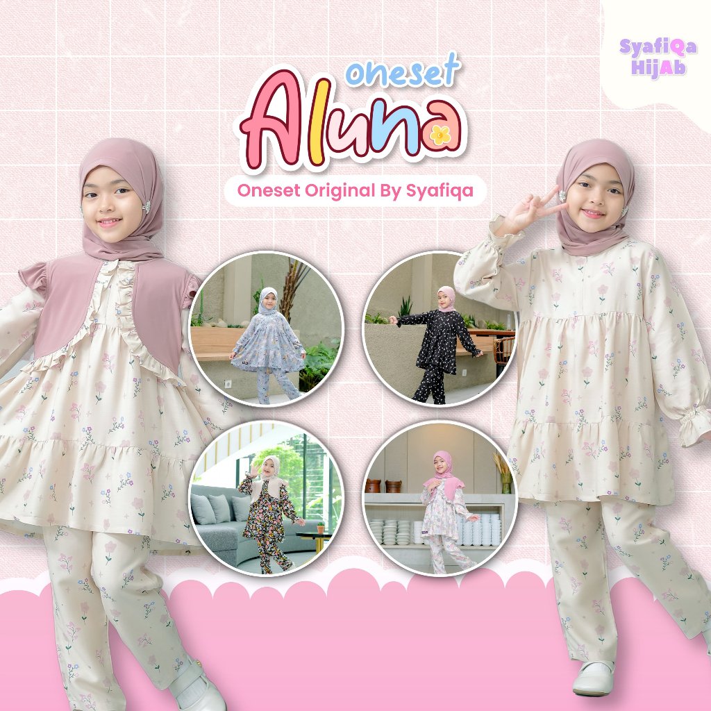 Syafiqa Hijab | One set Aluna Setelan Tunik, Celana Dan Outer Lepas Pasang Rayon Premium Adem OOTD F