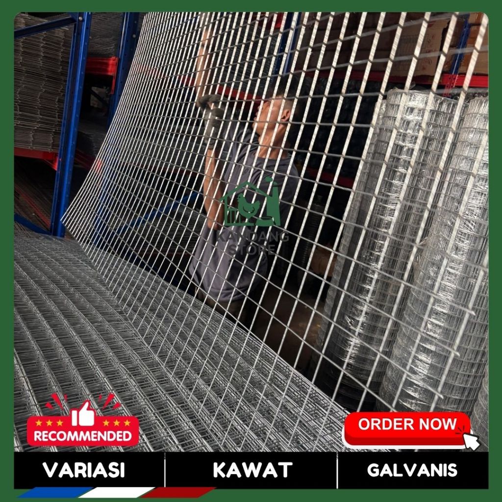 Trendstoree_Net Kawat Ram Wiremesh Galvanis Tebal 2,5Mm 3Mm 4Mm Ukuran Bervariasi Anti Karat, Kuat