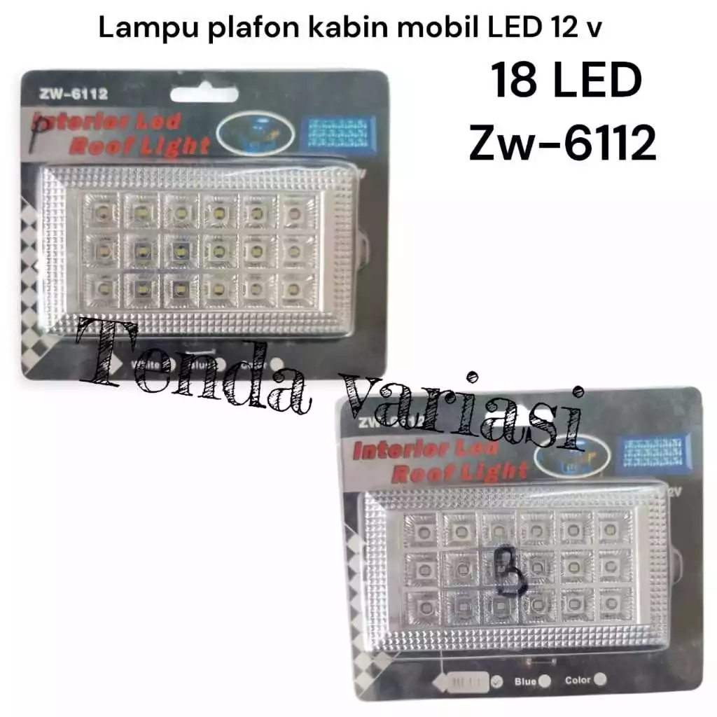 lampu led plafon kabin mobil kotak 18 LED /Lampu plafon kabin mobil LED 12v kotak (18 led)
