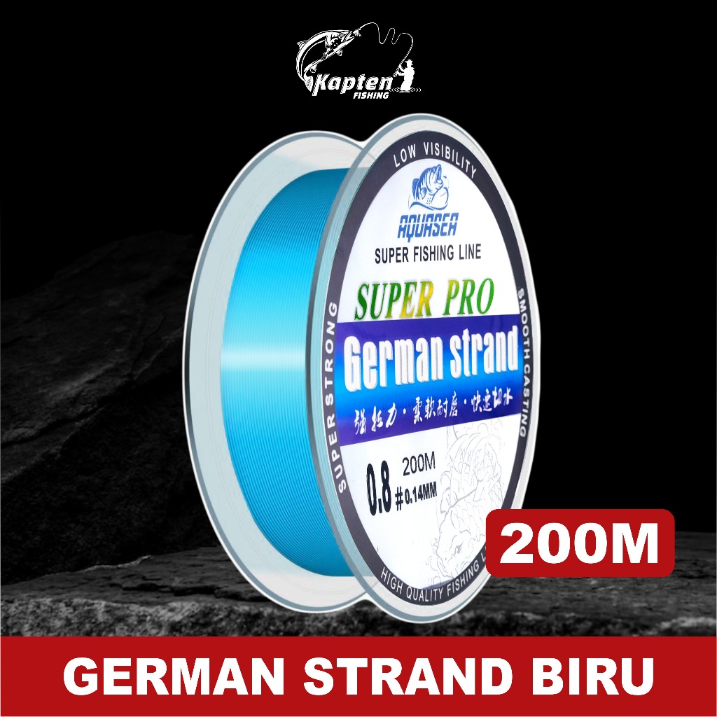 KAPTEN FISHING Tali Pancing Germany Warna BIru Fishing Line 200m Senar Pancing  Nilon anti keriting