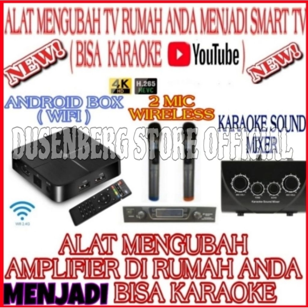 Tv Android Box Wifi / Mixer / 2 Mic Wireless / Alat Karaoke Di Youtube