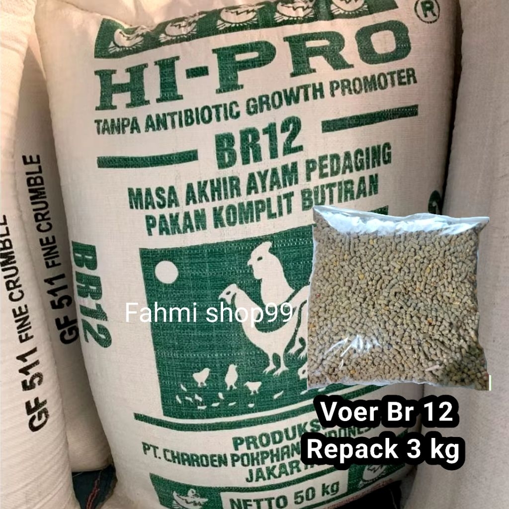 Br 12 Pakan Ayam Dewasa Pedaging Hi-Pro BR12 Butiran Repack 3kg