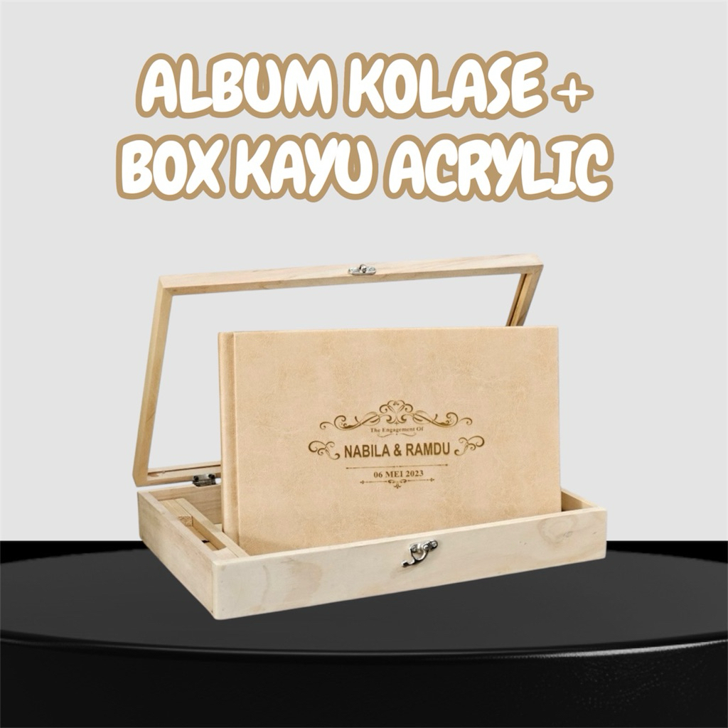 CETAK ALBUM FOTO KOLASE + BOX KAYU ACRYLIC 20x30