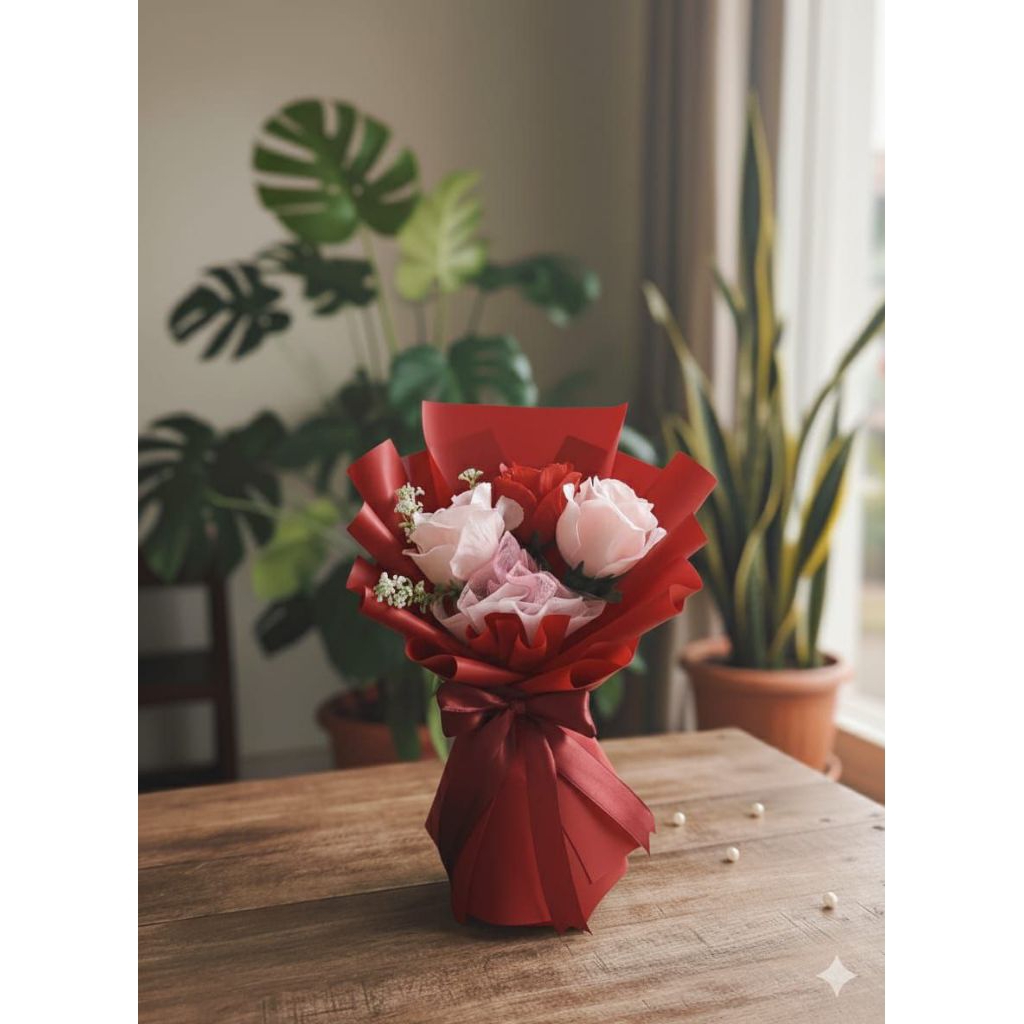 Buket bunga 3 tangkai/Buket Bunga/Buket Wisuda