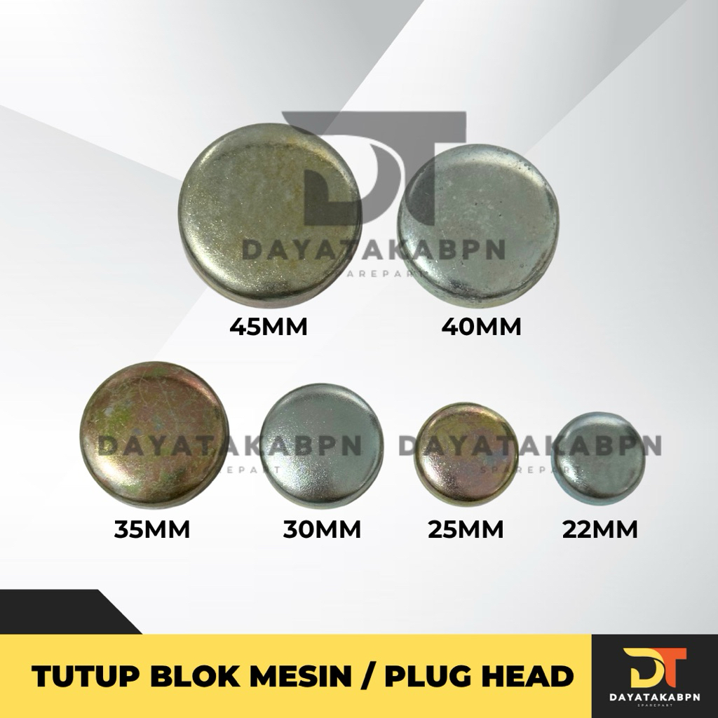 Tutup Blok Mesin Universal / Plug Head Wakasa 45mm, 40mm, 35mm, 30mm, 25mm, 22mm (Cap Cylinder Block