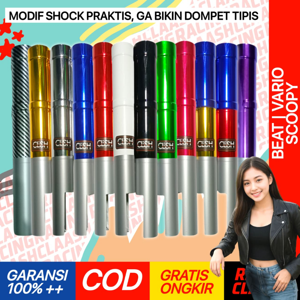 Racing Claash Cover Shock Sok Skok Depan Beat Vario Scoopy Karbu Fi Street 150 155 160 Old New SD