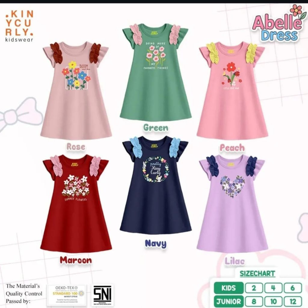 Dress Anak Ruffle Abelle Kiny Curly 2-10 tahun
