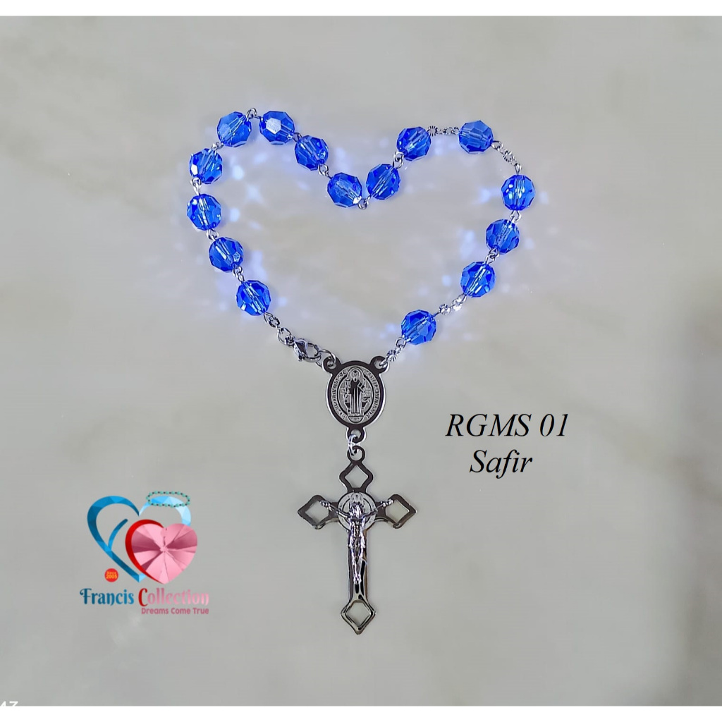 Francis Collection. RGMS 01. Rosario Gantungan Mobil Swarovski asli. Anti Karat. Bulat lampion 8mm