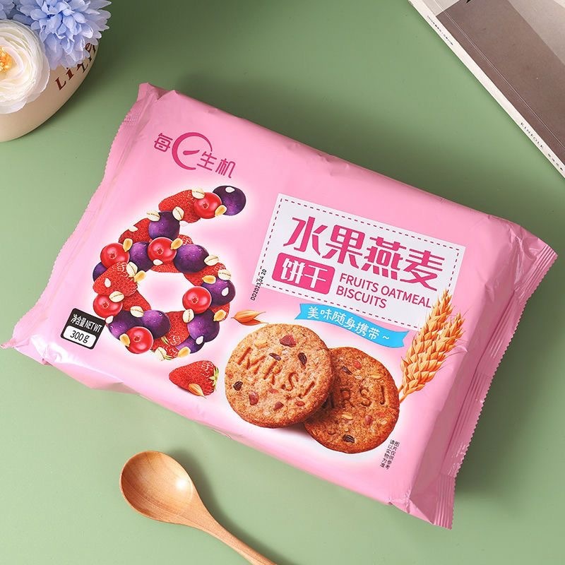 MeiShengJi Fruit Oatmeal biscuit 300g Biskuit oatmeal dan buah
