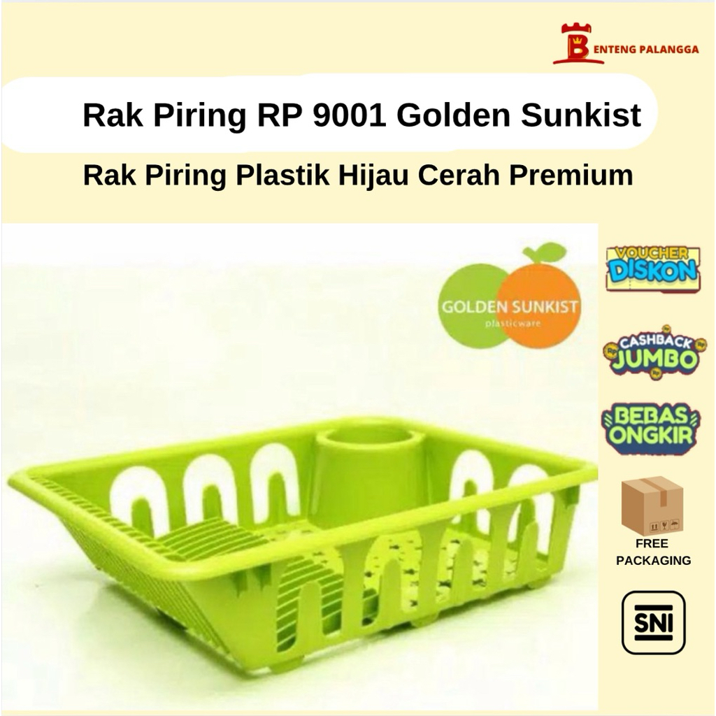 Rak Piring Plastik RP 9001 Golden Sunkist / Rak Piring Serbaguna Cucian Piring Saringan Hijau Cerah 
