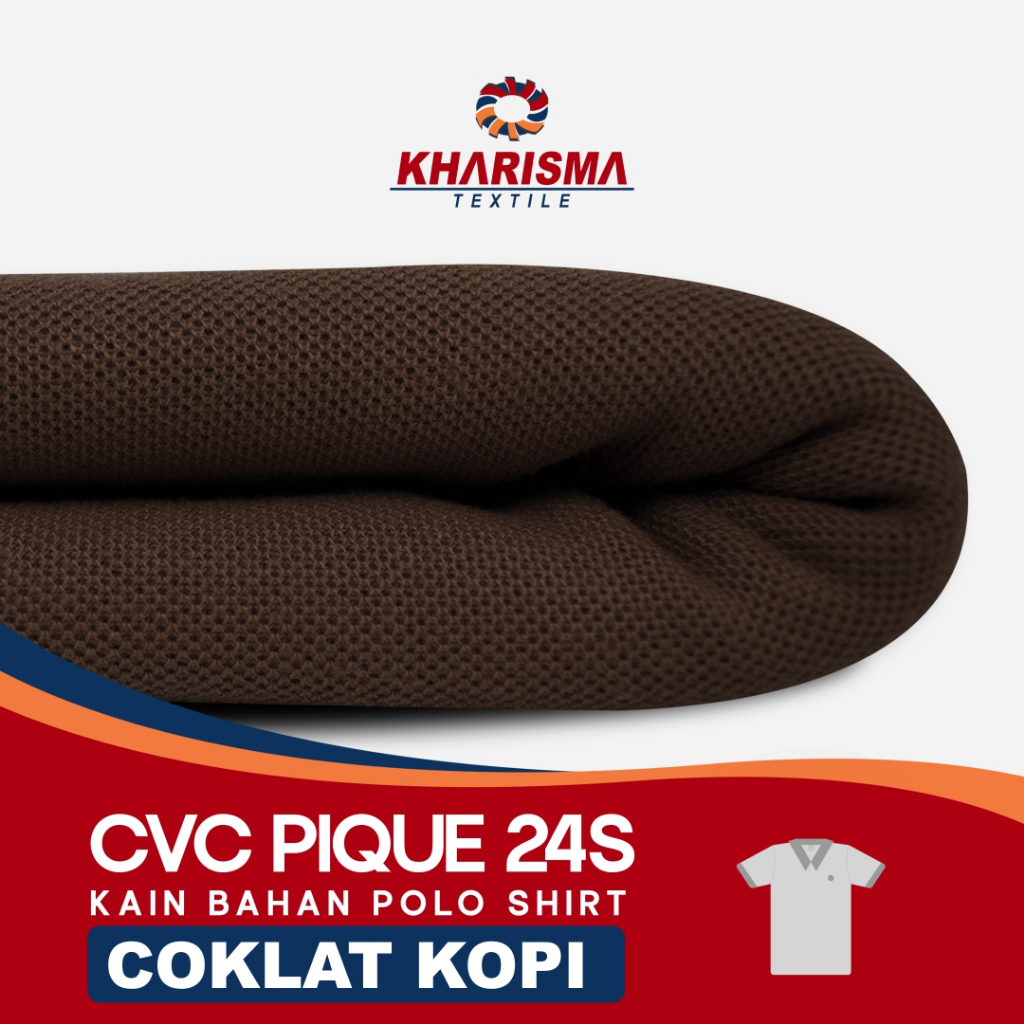 Kain Bahan Kaos Polo Pique CVC 24s Coklat Kopi⭐ada Kerah Krah Manset Kharisma Textile Eceran Kiloan 