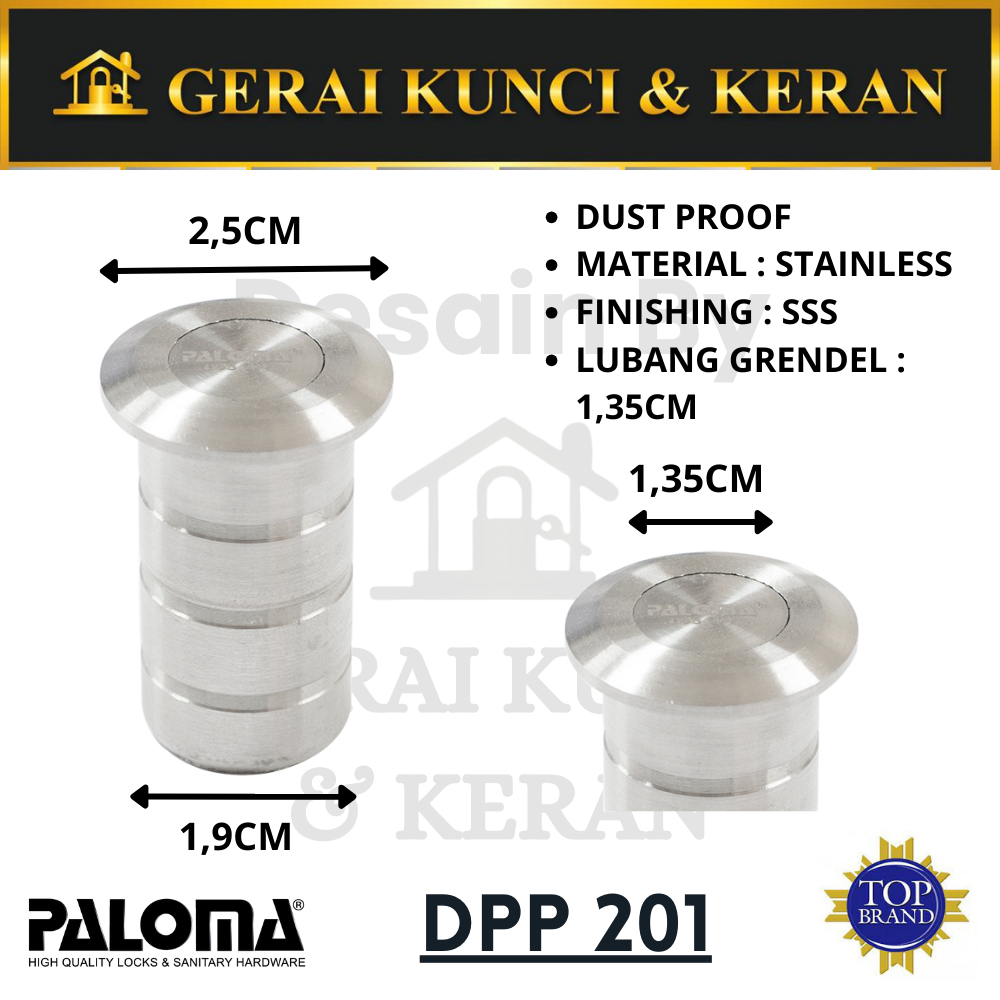 Paloma DPP 201 Lubang Grendel Tanam Dust Proof Stainless SUS 304 Lantai