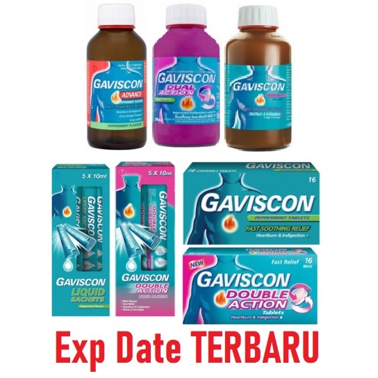 MALAYSIA Gaviscon Double Action 150ml Liquid Peppermint Tablet Untuk Pesakit Sakit Lambung Maagh Mah