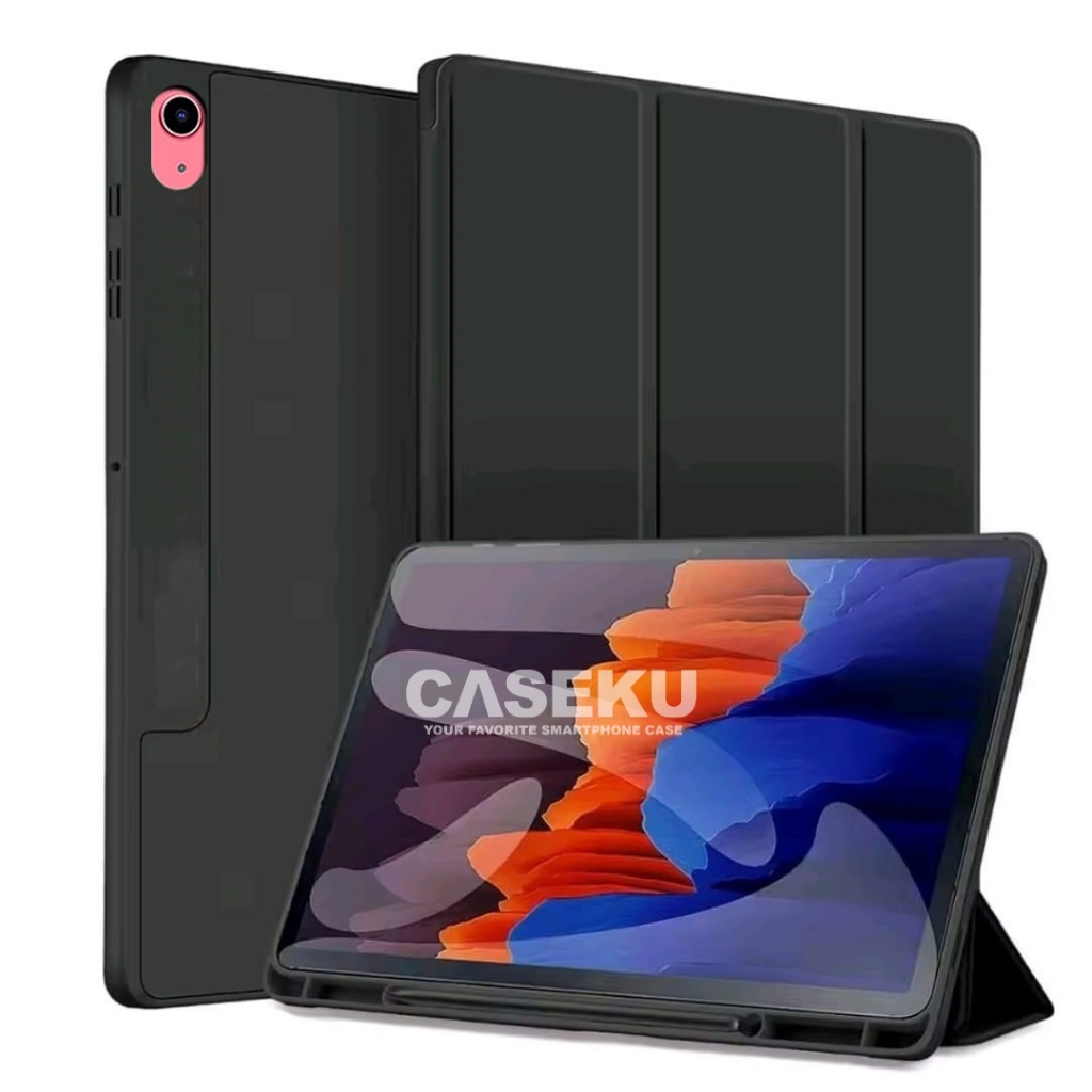 Smart Case Auto Lock Trifold Black Edition for Ipad 10TH 10.9 Inci 2022