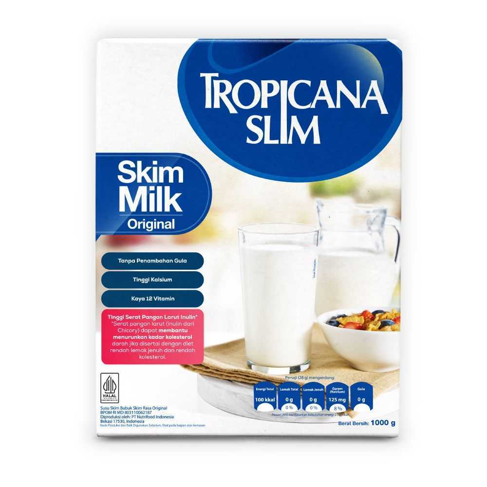 SUSU BUBUK TROPICANA SLIM SKIM MILK ORIGINAL/COKELAT 1000 GRAM