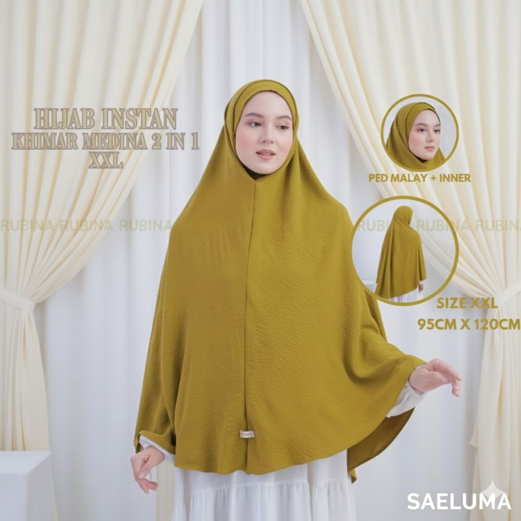 SAELUM X RBN Bergo Loly - Khimar Medina Jumbo Pet Malay Inner Crinkle Airflow XXL Syar'i