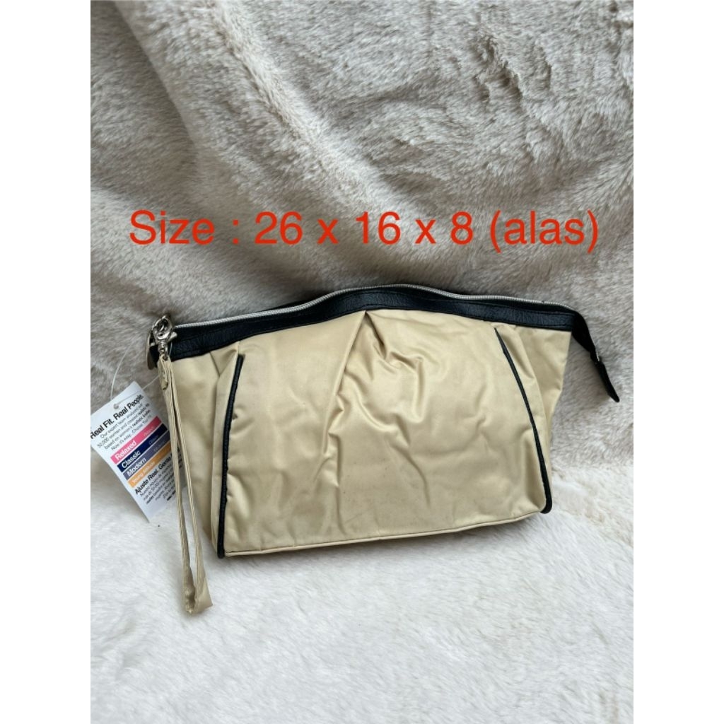 Preloved Pouch Fashion Wanita | Tas Sec0nd Pouch Sec0nd | Sec0nd Tas Tenteng Nylon CREAM
