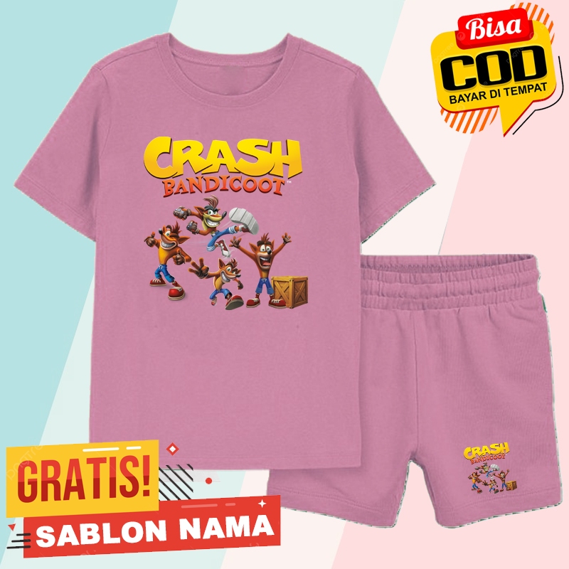 Stelan Kaos Anak CRASH BANDICOOT / Baju Stelan Anak Laki Laki & Perempuan CRASH BANDICOOT