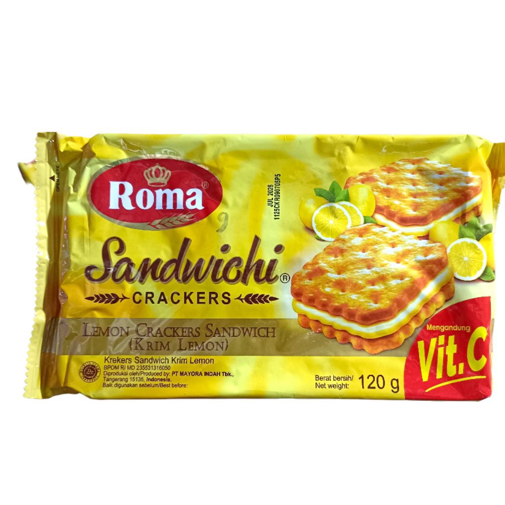Roma Sandwich Lemon Biskuit Roma Sandwichi Lemon Crackers Krim Lemon 120gr
