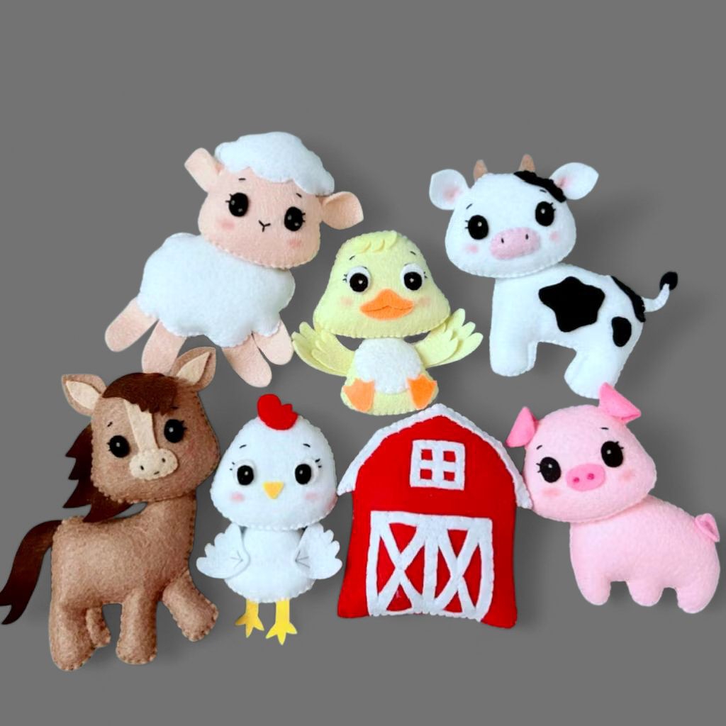 aplikasi kerajinan flanel boneka hewan ternak