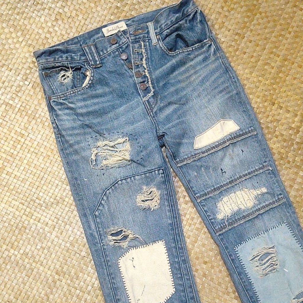 Celana jeans pria Bonds & Peace jeans cowok  jeans vintage japanese brands patchwork distressed deni