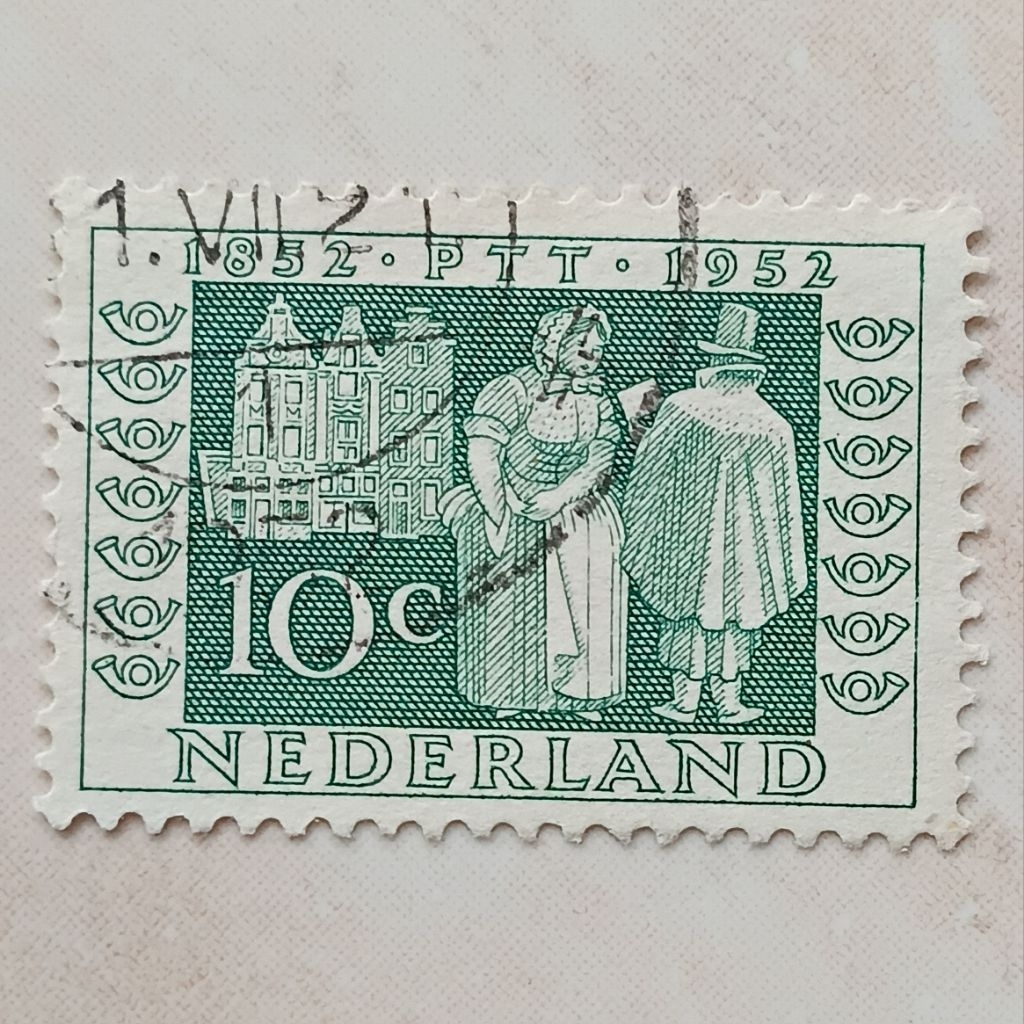Perangko Prangko Kuno Nederland Belanda Seri 100 Years Stamps and State Telegraph 1952 - YN2887