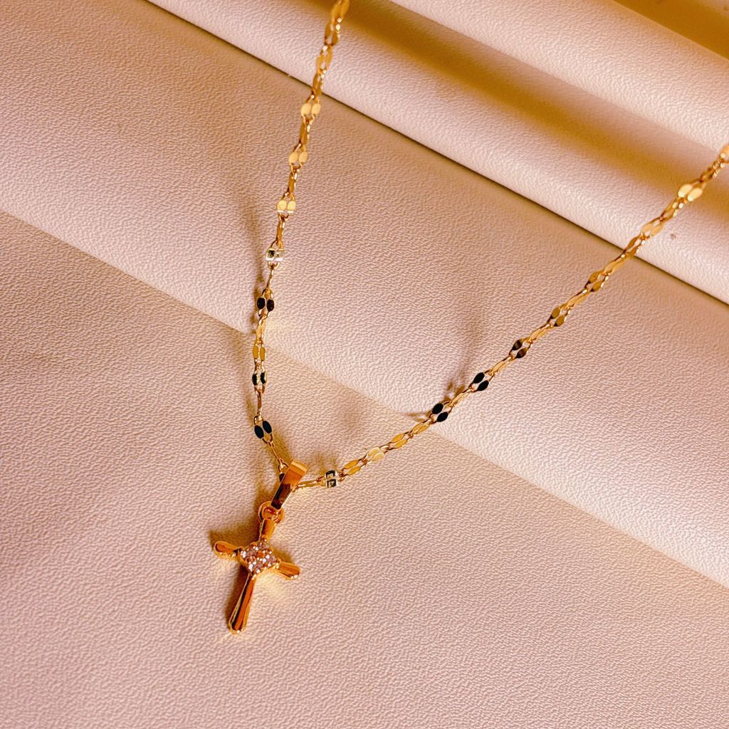 Aish,jewelry Kalung Wanita Titanium Lapis Emas