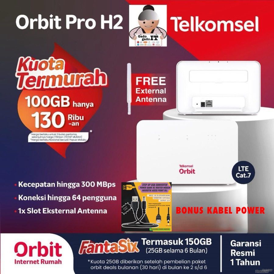 MODEM ROUTER HUAWEI B535 TELKOMSEL ORBIT PRO H1 WIFI 4G LTE 150GB