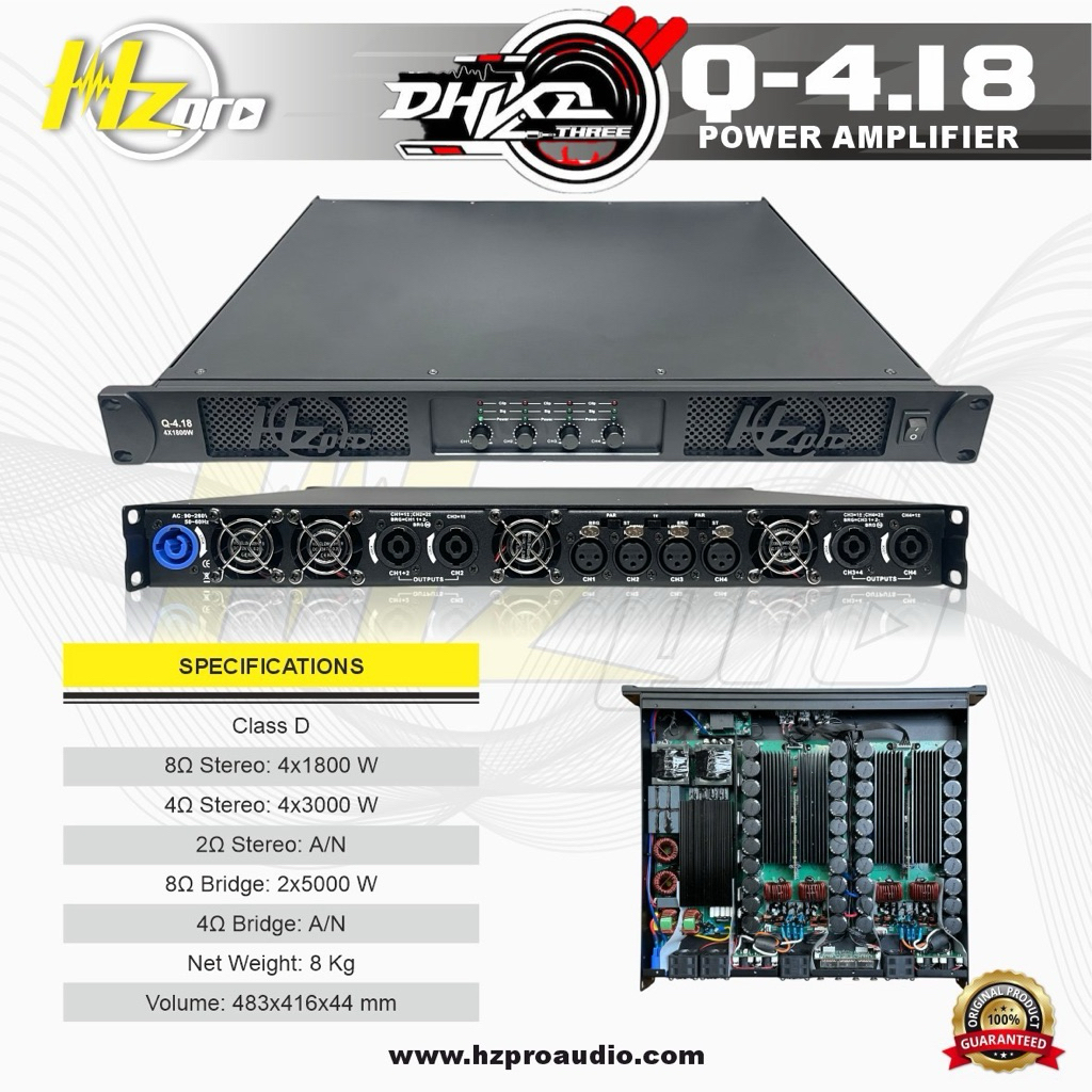 POWER AMPLIFIER HZPRO Q-4.18 4 CHANNEL CLASS D BALAP VIRAL / Power Hz pro Q-4.18 4 channel class D b