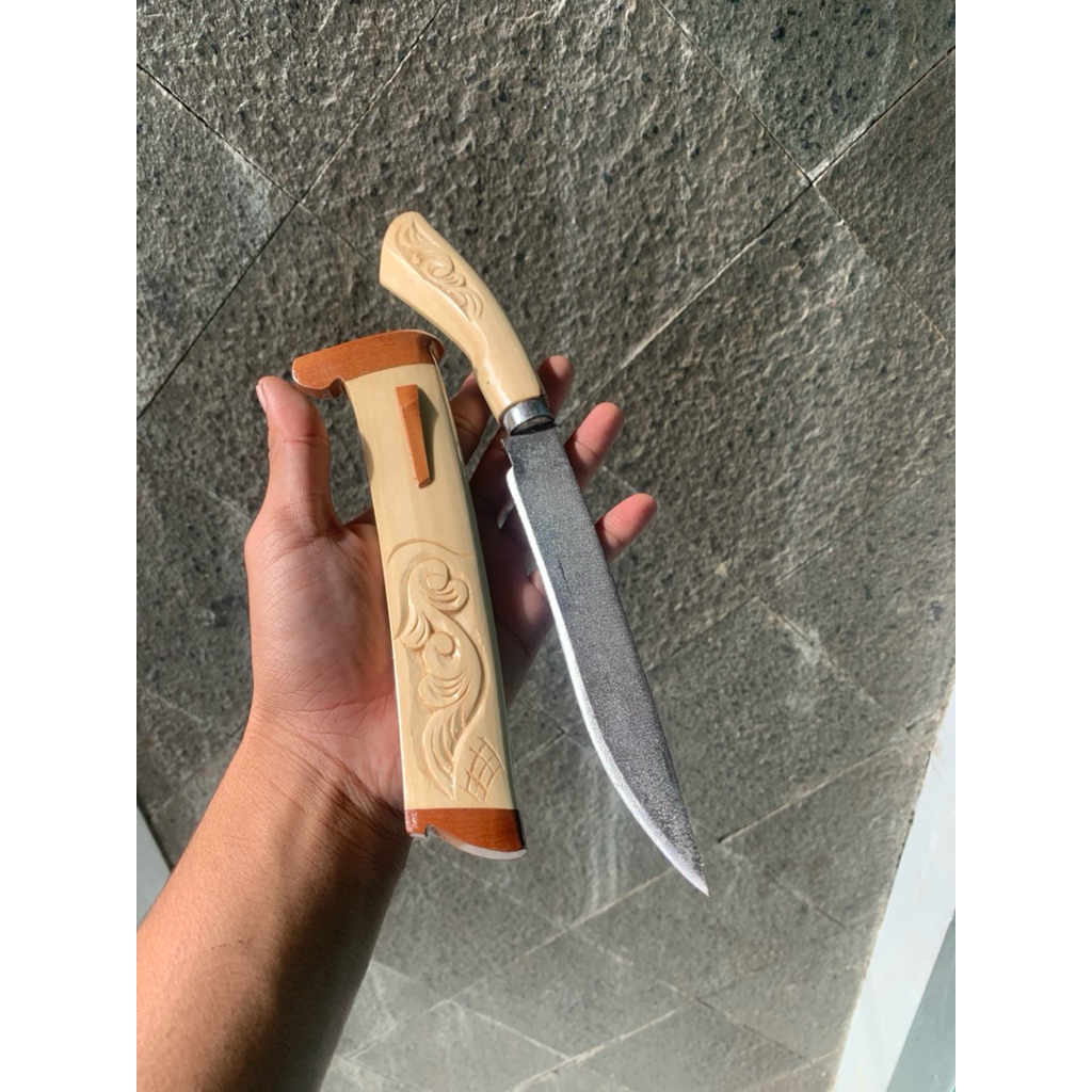 PISAU SEMBELIH 15CM/ PISAU KAYU KOPI UKIR/ PISAU TAJAM