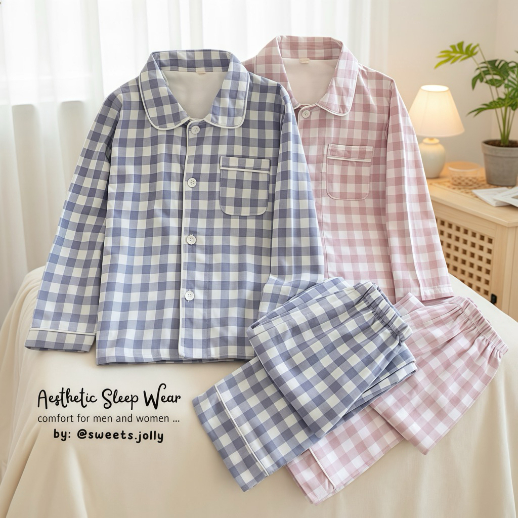 aesthetic piyama / unisex all size / baju tidur set / pijama /  piyama polyester / piyama tidur / ba