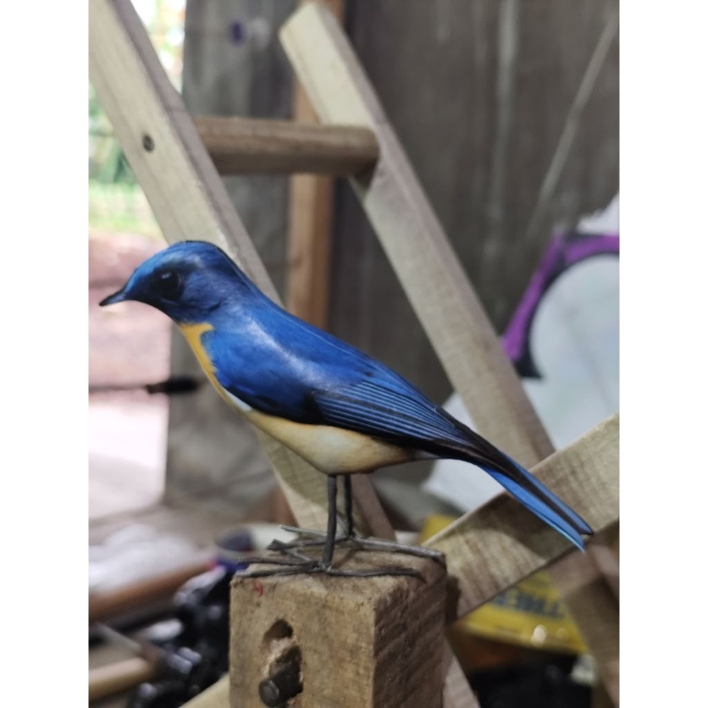 Patung Burung Tledekan Biru / Boneka Jontrot Manuk Anis Bin2
