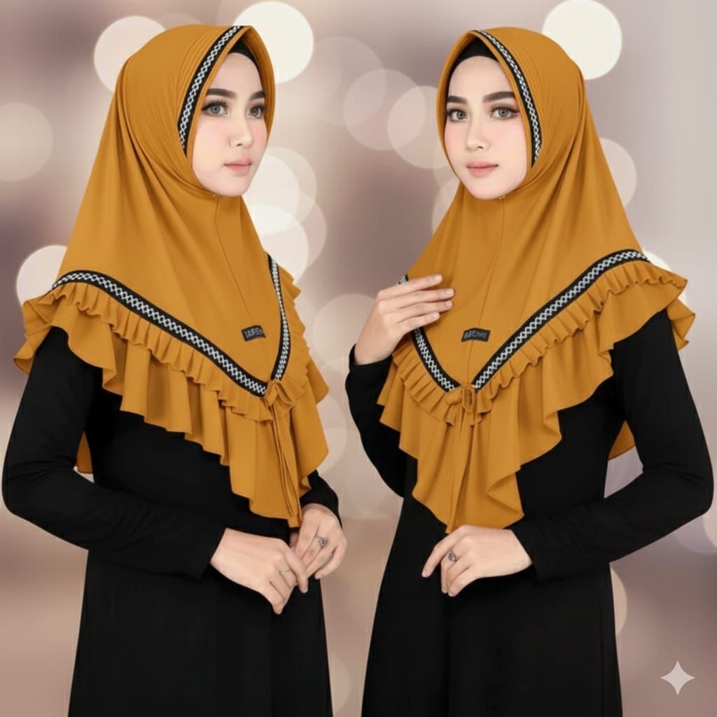 Jilbab Bergo Instan Rempel Pita Renda Jersey Terkini