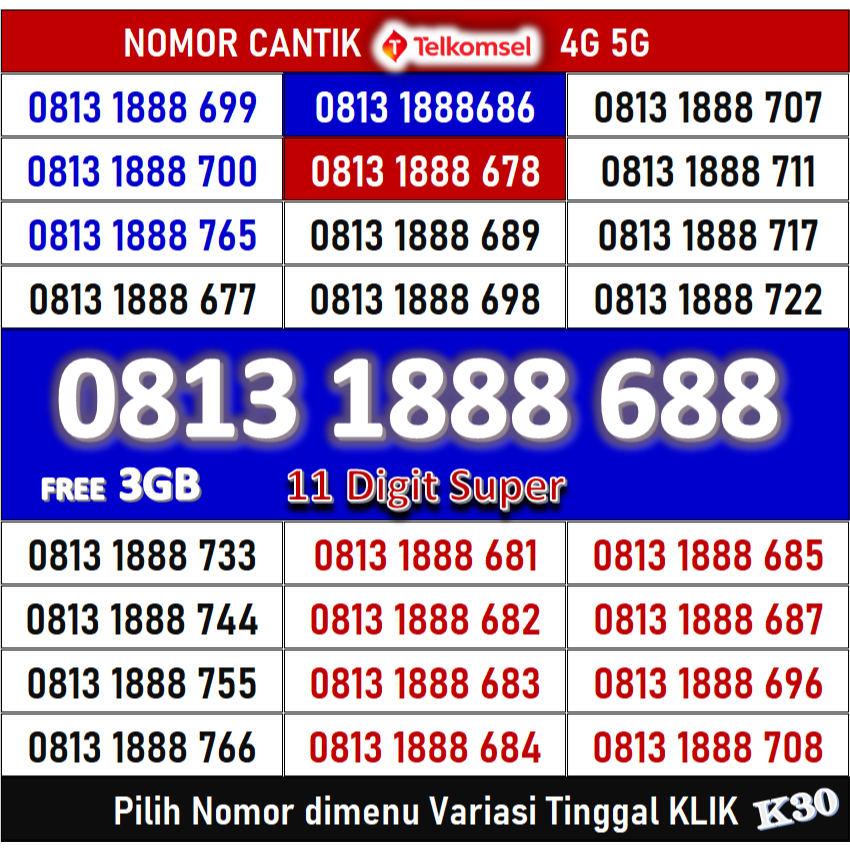 Kartu Perdana Telkomsel – New Cover Simpati 11 Digit Triple 4G 5G ( K30 )