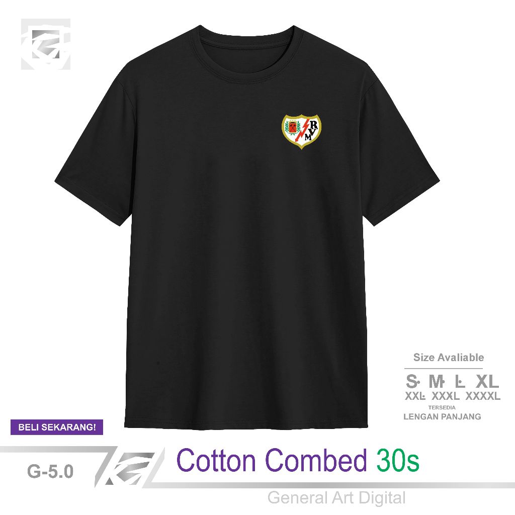 Baju Kaos Logo Club Bola Rayo Vallecano T-Shirt Pria Wanita Premium 100% Katun Combed