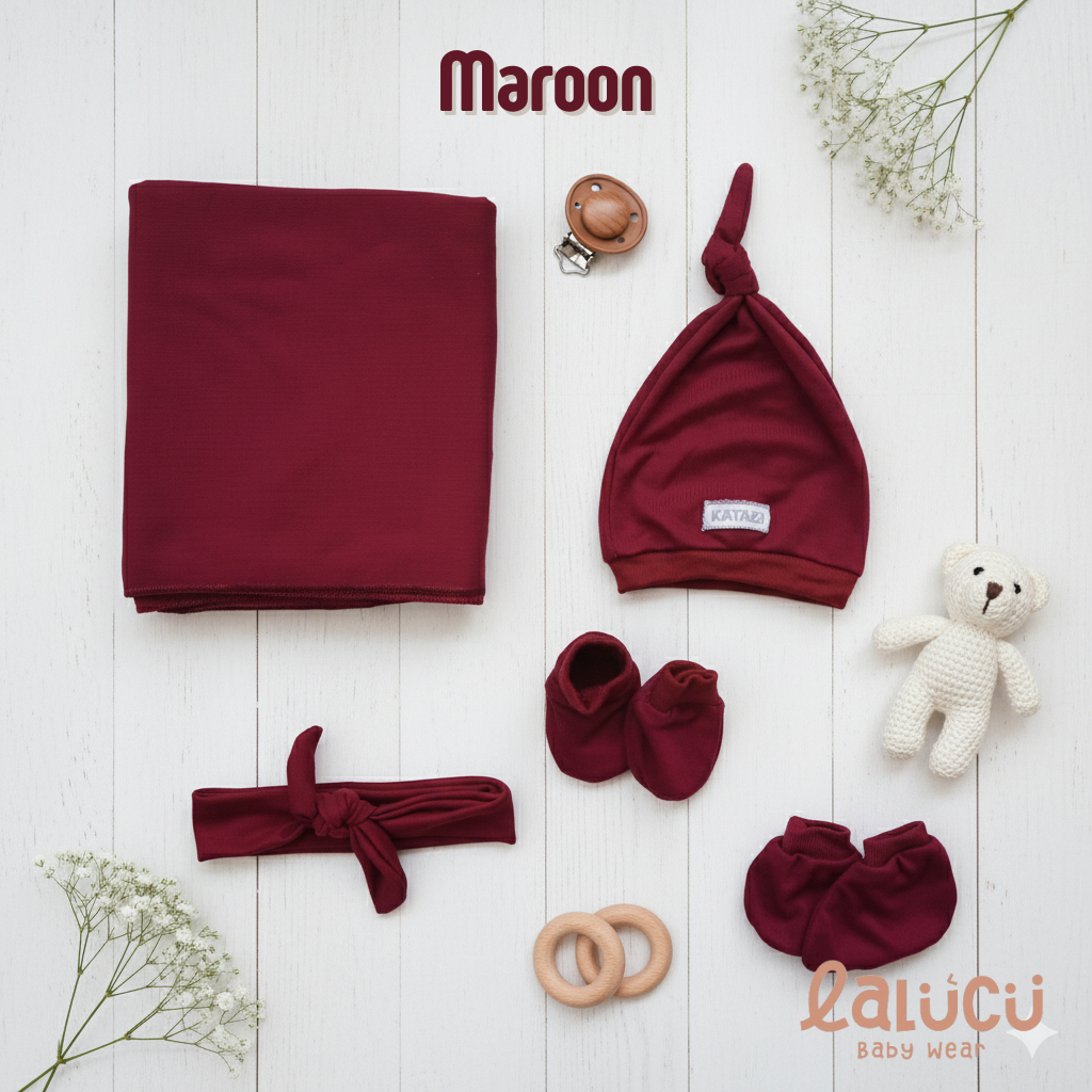 Paket Bundle Hemat Baby Newborn Bedongan Bandana Topi Sartaki Polos Bayi Perempuan