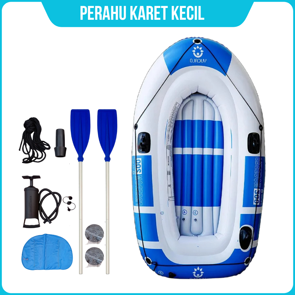 Perahu Kayak Mancing Kapasitas 2 Orang Dengan Dayung dan Pompa Angin Perahu Karet Inflatable Boat
